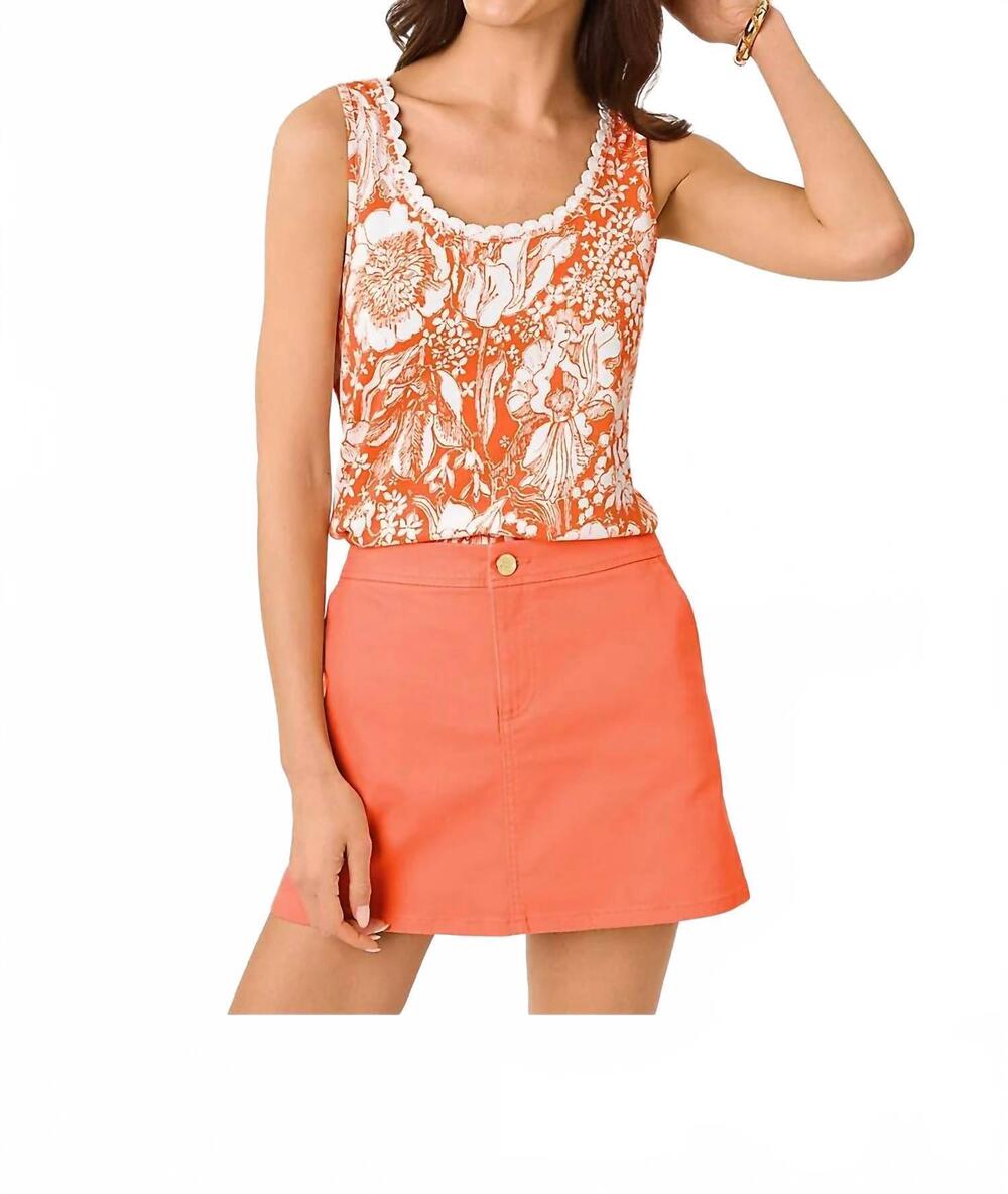 NEW LILLY PULITZER gabbie crochet trimmed knit top in sunset orange budding roma